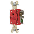 Hubbell Wiring Device-Kellems Straight Blade Devices, Receptacles, Single, Specification Grade, 2-Pole 3-Wire Grounding, 20A 250V, 6-20R, Red, Single Pack HBL5461R
